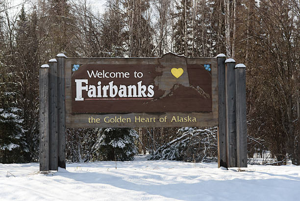 Fairbanks Alaska Welcome Sign stock photo