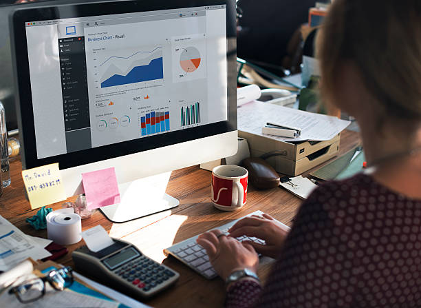 istock Businesswoman Working Dashboard Strategy Research Concept 518778368