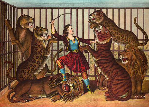 The Lion Queen Stock Illustration - Download Image Now - Lion Tamer,  Circus, Cage - iStock