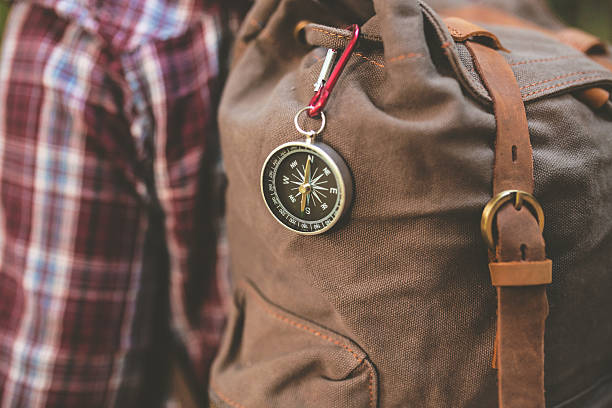 istock Traveler with leather backpack outdoors 518778768