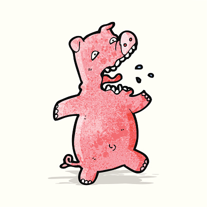 cartoon scared pig