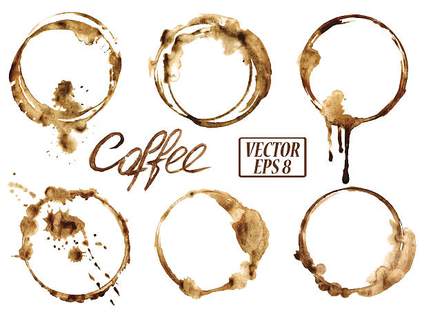 illustrations, cliparts, dessins animés et icônes de taches de café aquarelle icônes - coffee coffee break cup break