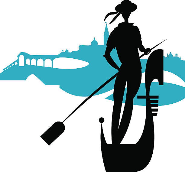 ilustraciones, imágenes clip art, dibujos animados e iconos de stock de gondolero italiana. - venice gondola