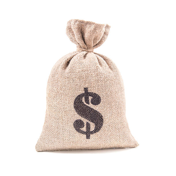 istock Sacking money bag isolated on white background 518796329