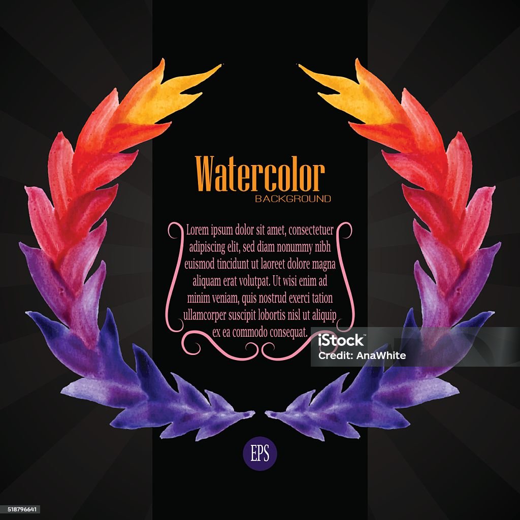 Watercolor template with wreath of colorful leaves Watercolor grunge template with wreath of colorful leaves Abstract stock vector