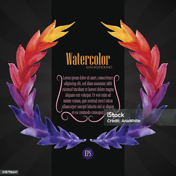 Watercolor Template With Wreath Of Colorful Leaves Stock Illustration - Download Image Now - Abstract, Autumn, Beauty