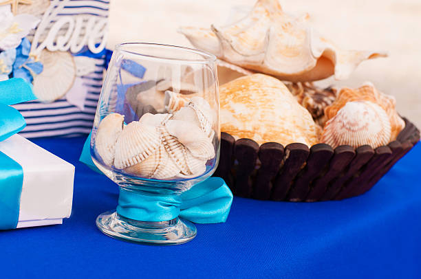 istock Decoration on the marine theme with seashells 518796649
