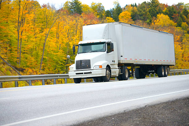 istock Truck on USA Interstate.  Copy Space. 518796769
