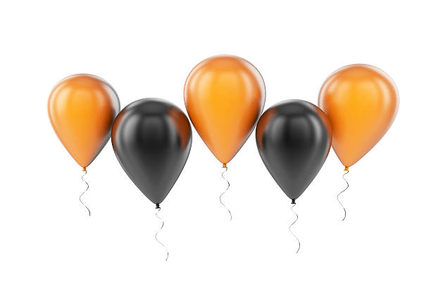 istock Black and orange halloween balloons 518798141