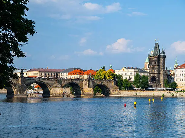 Charles Bridge and Vltava River in Prague, Czech republic