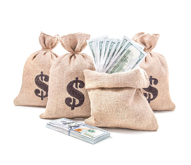 istock Moneybags with dollars isolated on white background 518799019