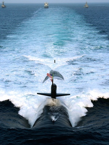 The USS Albuquerque SSN-706 participates in a photo-exercise Sept. 10, 2006 in the Persian Gulf. The U.S. and Pakistani forces conducted a bilateral exercise in the Persian Gulf as part of exercise INSPIRED UNION 2006. Exercise INSPIRED UNION enhances interoperability and tactical proficiency between coalition and regional forces, which may be used as part of regional maritime security operations. MSO set the conditions for security and stability in the maritime environment. U.S. Navy Photo by Mass Communication Specialist 1st Class (Naval Air Crewman) Michael B.W. Watkins