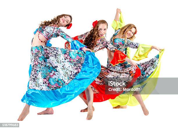 Dance Of Three Gypsy Girls Stock Photo - Download Image Now - Activity, Adult, Adults Only