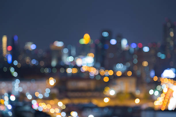 istock Blurred bokeh cityscape light night view 518799956