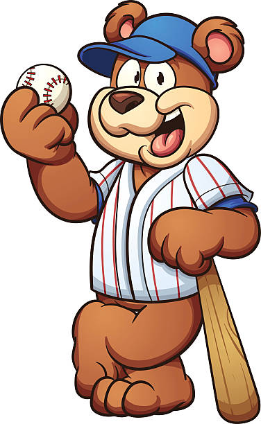 бейсбольная медведь - characters sport animal baseballs stock illustrations