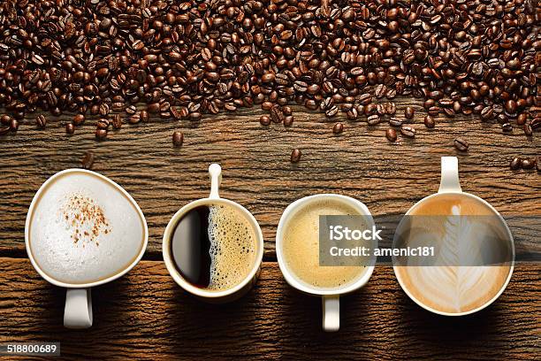 Cups Of Coffee Stock Photo - Download Image Now - Coffee Cup, Four Objects, Coffee - Drink