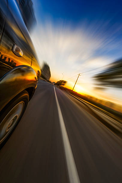 car on the road wiht motion blur background.