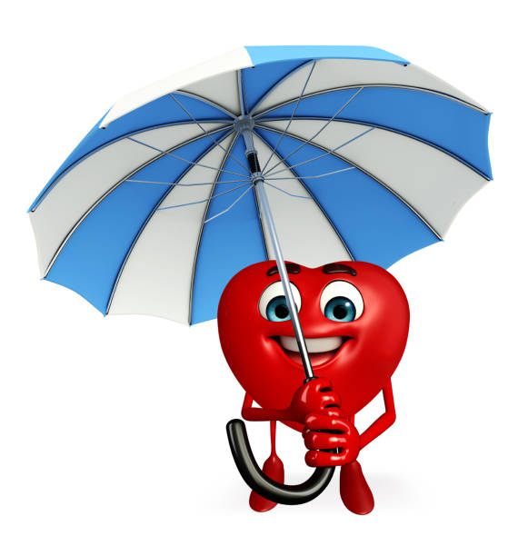 istock Heart Shape character with umbrella 518801545
