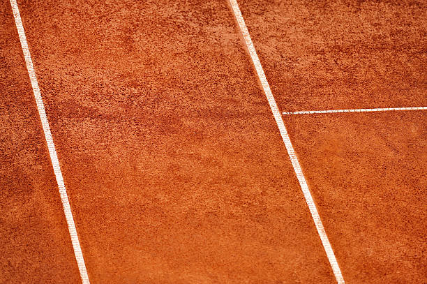 istock Tennis clay court viewed from above 518802201