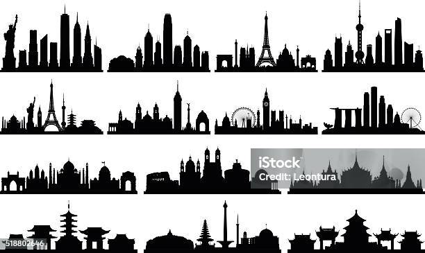 Highly Detailed Skylines Stock Illustration - Download Image Now