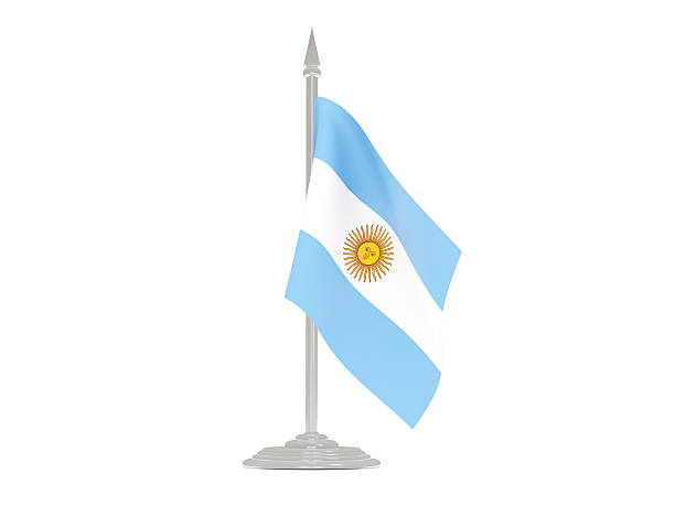 istock Flag of argentina with flagpole. 3d render 518802880