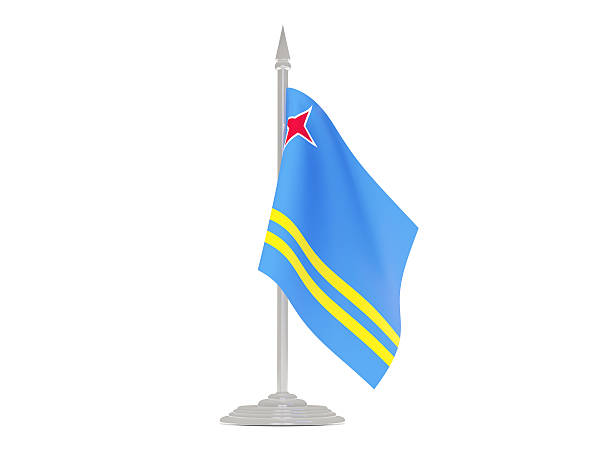 istock Flag of aruba with flagpole. 3d render 518802922