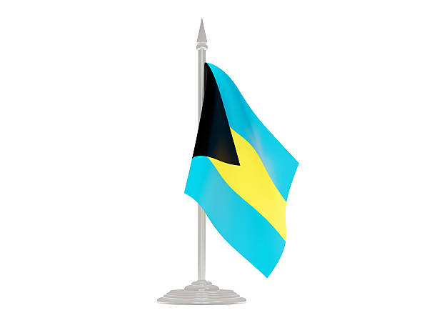 istock Flag of bahamas with flagpole. 3d render 518802994