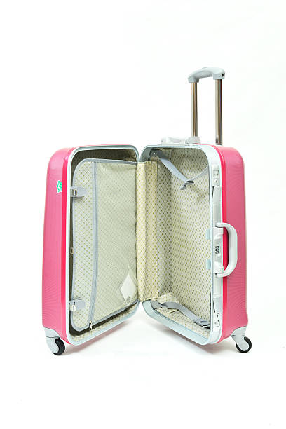 Open Suitcase Open Suitcase isolated on a white background airport porter stock pictures, royalty-free photos & images