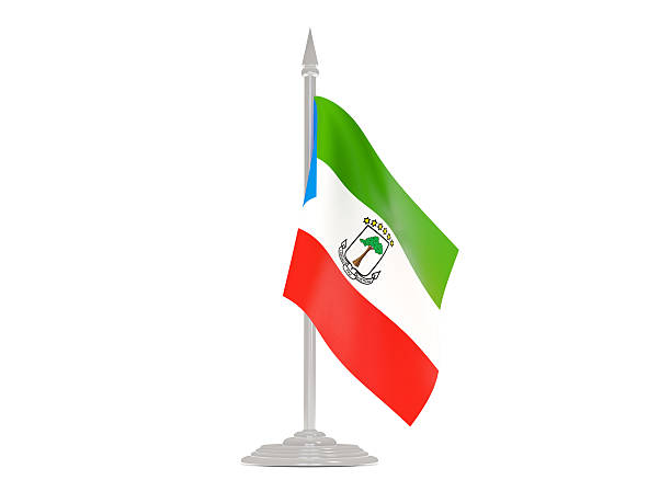 istock Flag of equatorial guinea with flagpole. 3d render 518806438