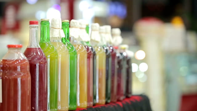 Home made organic juices in bottles