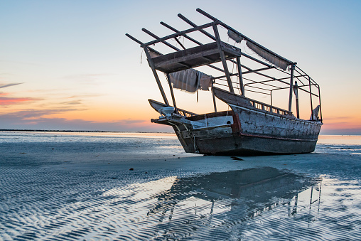 Boat during sunset , Near Al Shamal , Qatar.