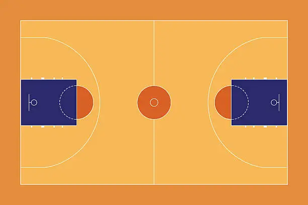 Vector illustration of Basketball court. Top View