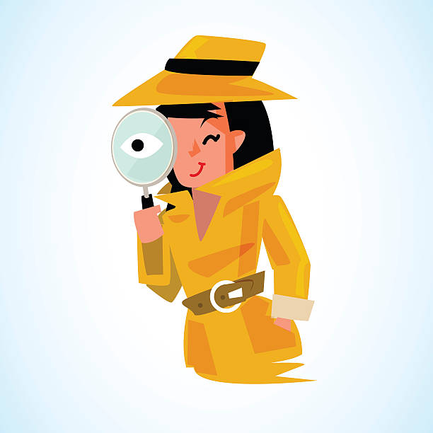 ilustrações, clipart, desenhos animados e ícones de detetive garota segurando lupa para vendo. - surveillance human eye security privacy