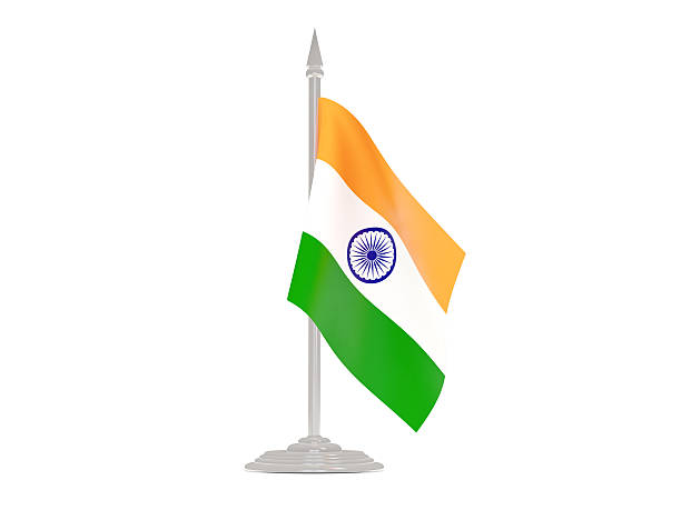 istock Flag of india with flagpole. 3d render 518817952