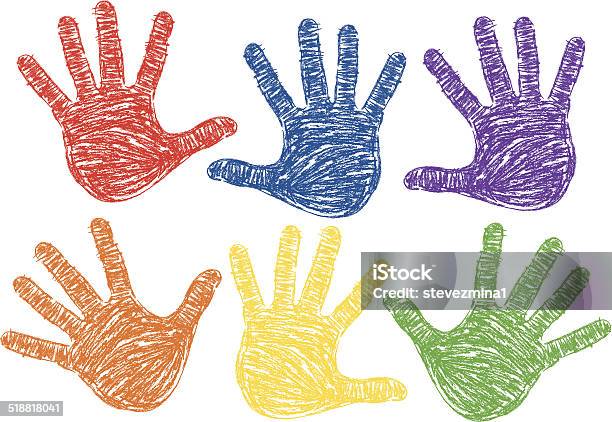 Hand Prints Stock Illustration - Download Image Now - Child, Drawing - Art Product, Handprint