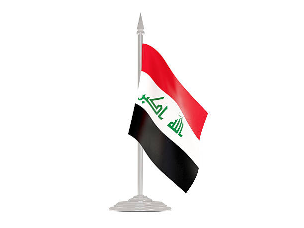 istock Flag of iraq with flagpole. 3d render 518818056