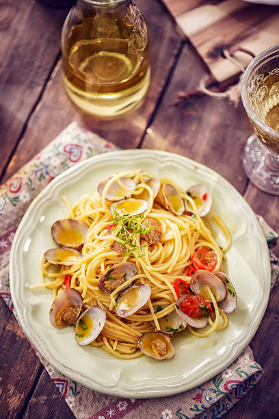 istock Delicious Spaghetti alla Vongole Served on a Plate 518819676