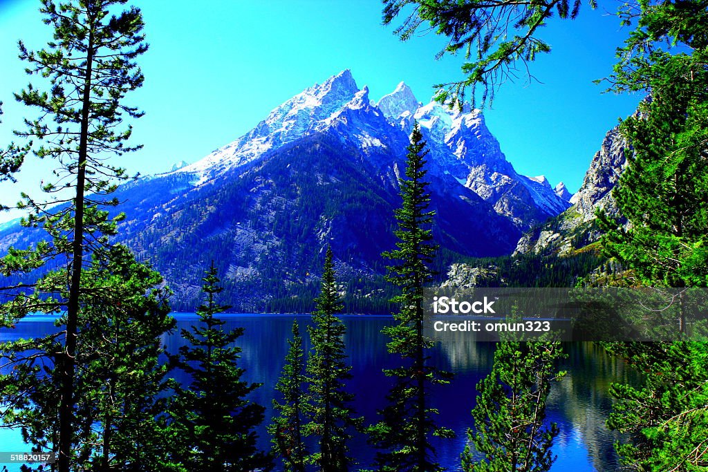 Jenny Lake Landscape A scenic view of the Grand Teton Mountains near Jenny Lake Grand Teton National Park Stock Photo