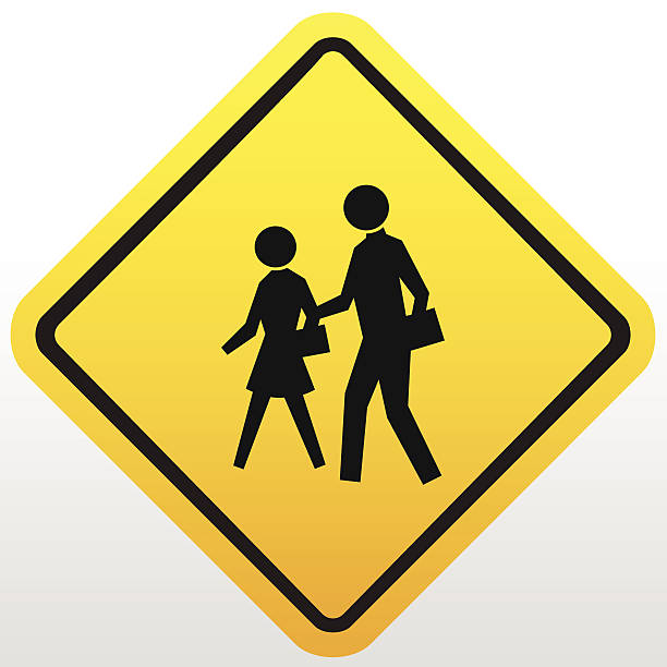 Children crossing sign vector art illustration