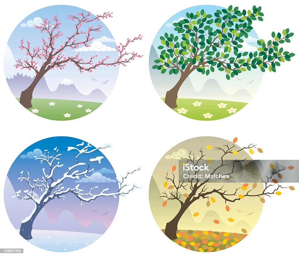 Four Seasons - Lizenzfrei Jahreszeit Vektorgrafik