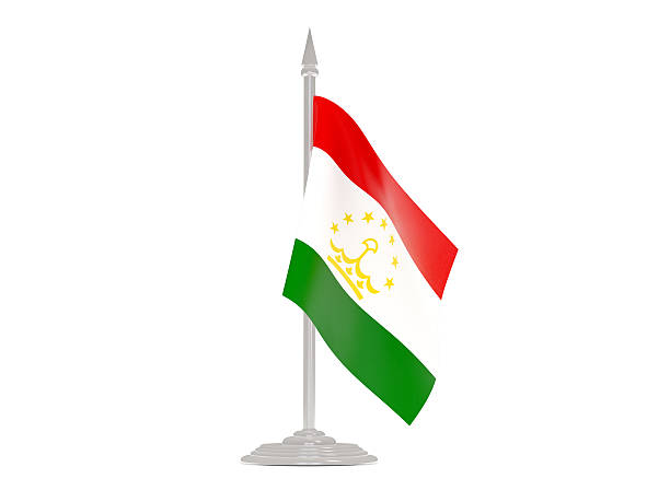 istock Flag of tajikistan with flagpole. 3d render 518827948