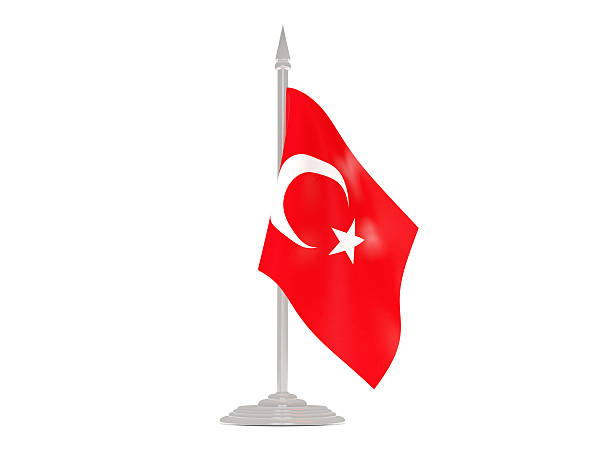 istock Flag of turkey with flagpole. 3d render 518828262