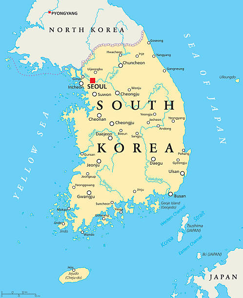 южная корея политическая карта - korean peninsula stock illustrations