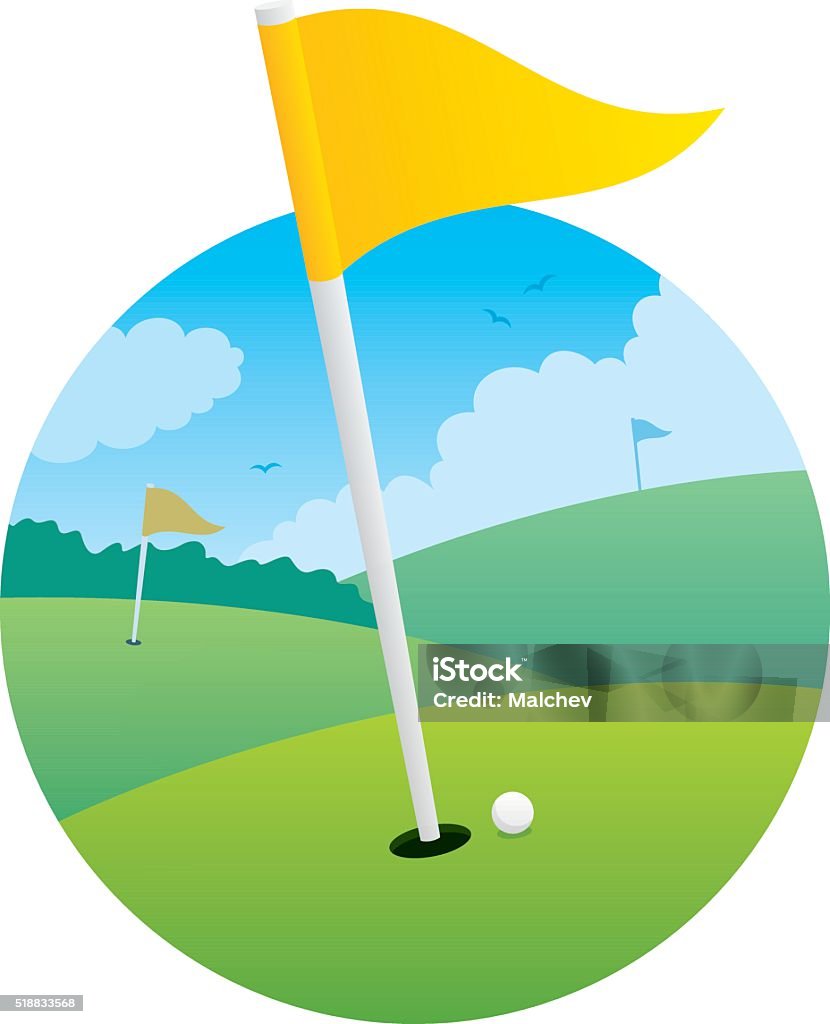 Golf Flag Illustration of golf course focused on the flag. Golf stock vector