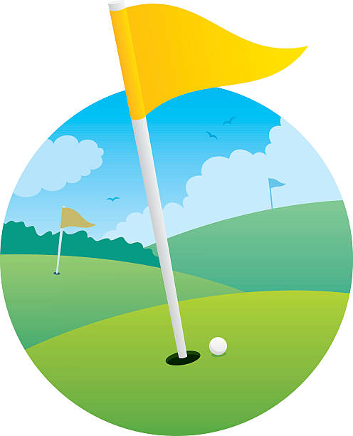 Golf Flag Illustration of golf course focused on the flag. golf clipart stock illustrations