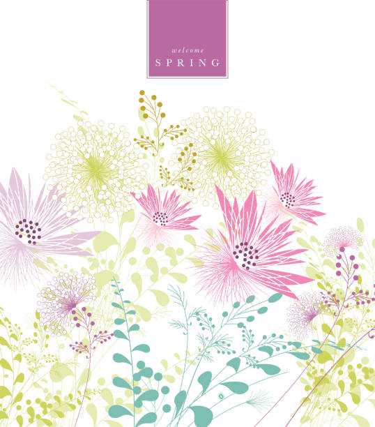 spring background floral pattern banner text vector art illustration