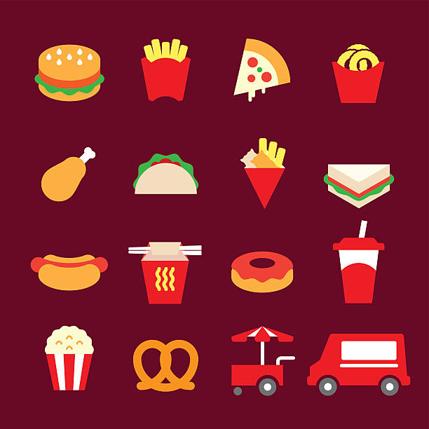 Fast Food Icons Fast Food Icons concession stand stock illustrations