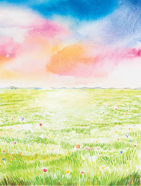 가로'watercolor 페인트 - spring abstract insect dreams stock illustrations