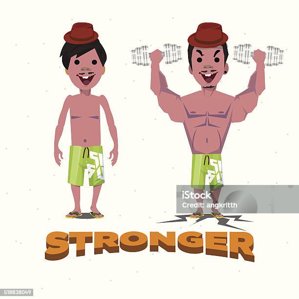 Men Before And Afterstronger Vector Illustration Stock Illustration - Download Image Now