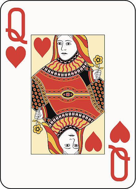 Jumbo index queen of hearts Jumbo index queen of hearts playing card. Three levels vector file: 1: big frame, index and white background. 2: small frame and face. 3: decorations. texas hold em illustrations stock illustrations